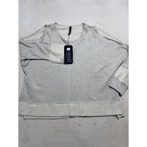 Elan Cold Shoulder Top One Size Gray French Terry NWT USA Made Athleisure Soft